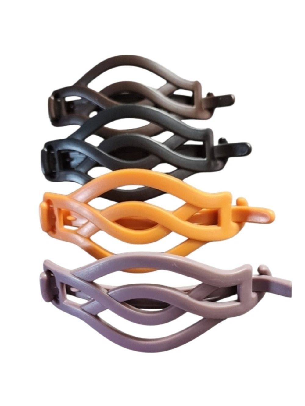 Womens Black Brown Orange Purple Hair Clips Set